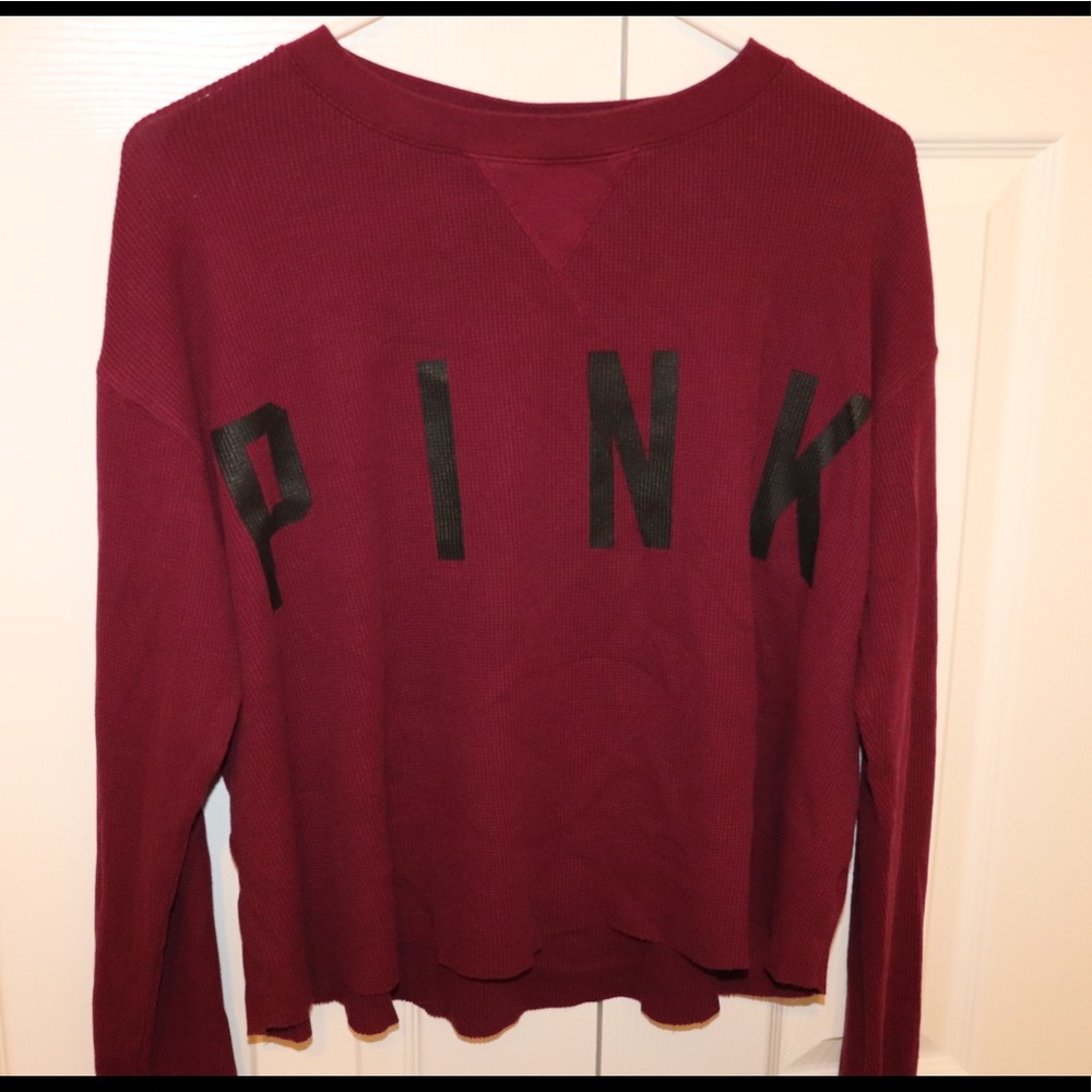 VS PINK MAROON LONG SLEEVE